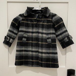 Baby Gap Toddler Size 2 Tartan/Plaid Black/Grey/White Peacoat. #5140
